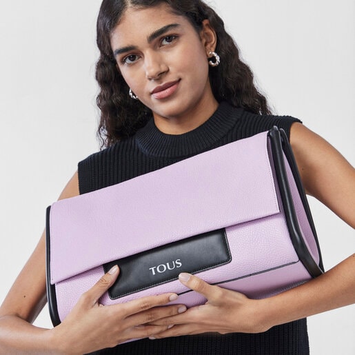 Bandolera grande de piel malva y negra TOUS Empire