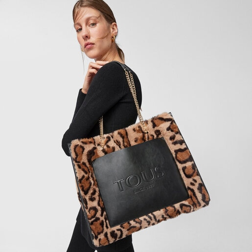 Shopping grande beige y negro Amaya Wild