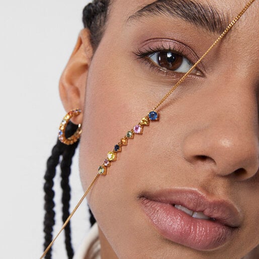 שרשרת ורמייל כסף גלרינג עם ספירים צבעוניים