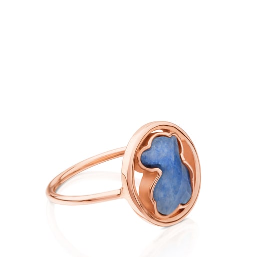 Rose Vermeil Silver Camille Ring with Quartz with Dumortierite