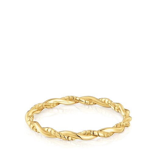 18ktゴールドコーティング・シルバーの編み込みリング TOUS Motif