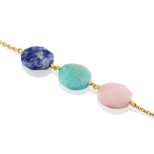 Pulseira Terra em Prata Vermeil com Sodalite, Amazonite e Opala