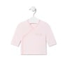 Camiseta de bebé cruzada lisa rosa