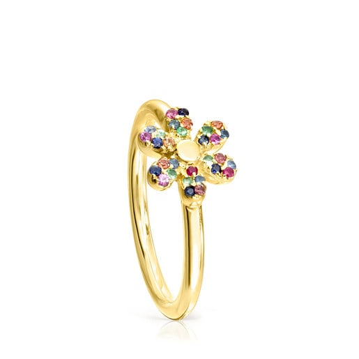 Silver Vermeil Real Mix Bloom Ring with Gemstones