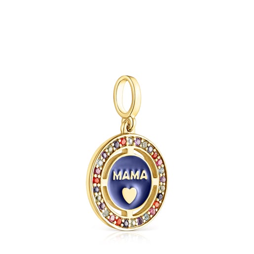 Ciondolo TOUS Crossword Mama con placcatura in oro 18 kt su argento, gemme e smalto