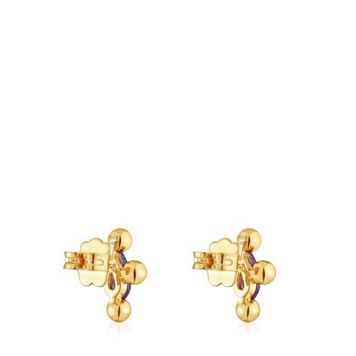 Sugar Party short Earrings with 18kt gold plating over silver and amethyst