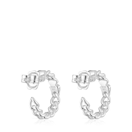 Boucles d’oreilles anneaux en argent avec motif ourson courtes Bold Motif