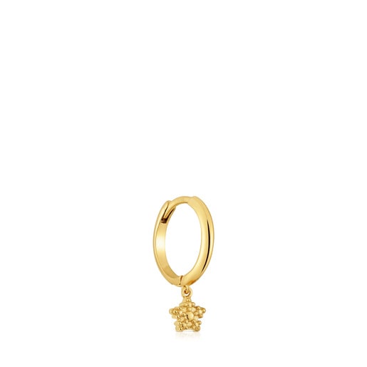 Short Hoop individual earring with 18kt gold plating over silver and star motif TOUS Grain
