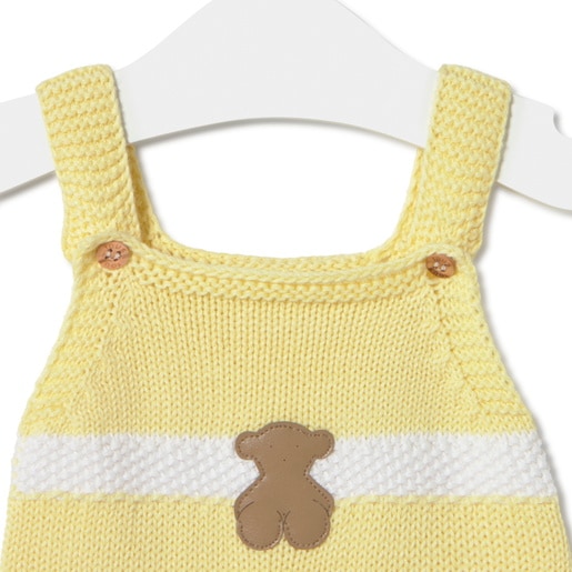 Knitted baby romper in Tricot yellow stripes