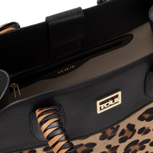 Large black leather TOUS Script Premium City handbag