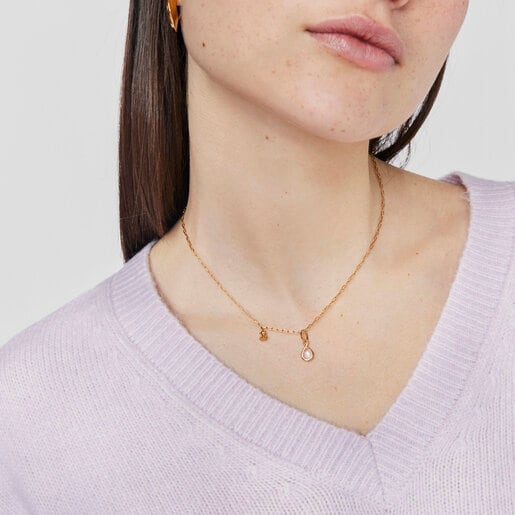 Silver vermeil Pendant with moonstone Alma Motif