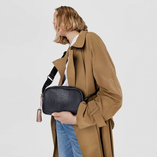 Bandolera pequeña Leissa de piel azul marino