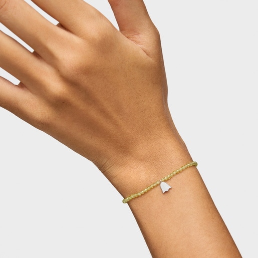 Pulsera elástica con peridoto y tulipán de plata TOUS Motivos