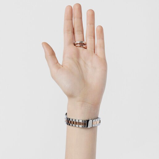 Стальные часы Len двух цветов c розовым ионным напылением