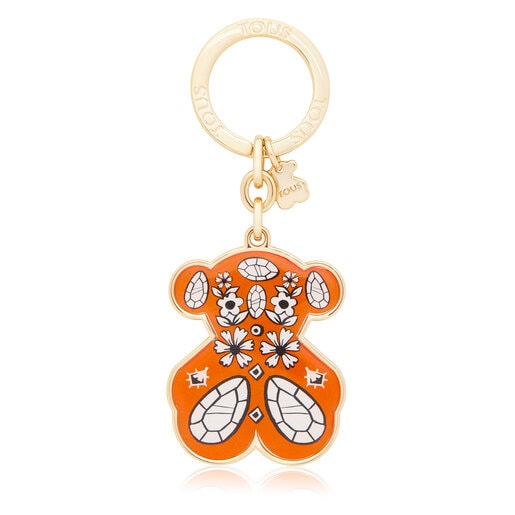 Orange TOUS Gems bear with bandana Key ring