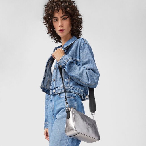 Bandolera Tous Empire plateada de piel