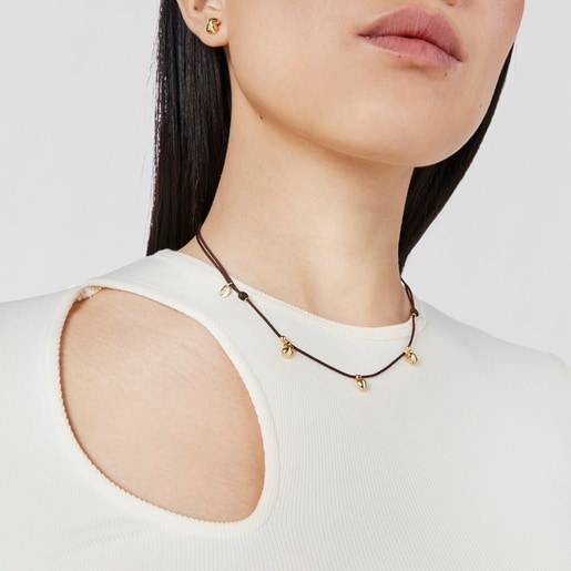 Gold and brown cord Motif necklace TOUS Balloon