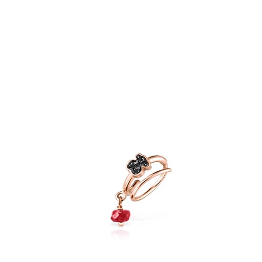 Earcuff Motif con baño de oro rosa 18 kt sobre plata y espinelas