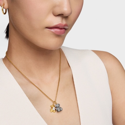 Projected-bear Pendant with 18kt gold plating over silver and diamonds TOUS Sweet 40s