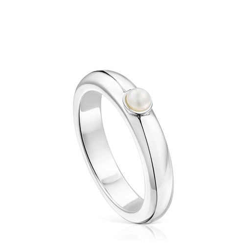 Silver TOUS Fellow Ring with a pearl