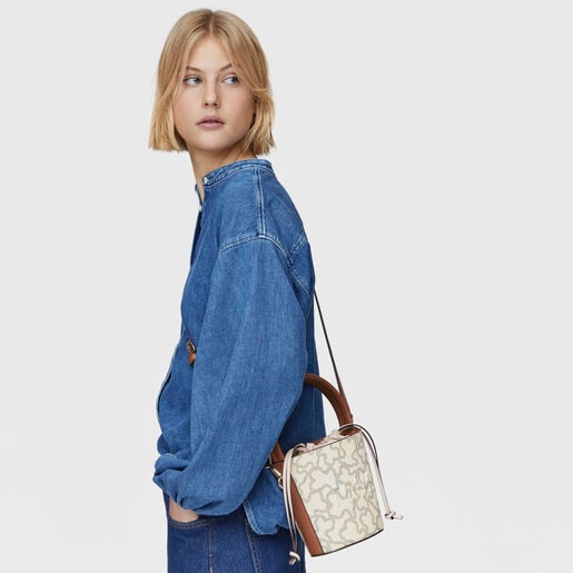 ベージュのスモールバケツバッグ Kaos Icon