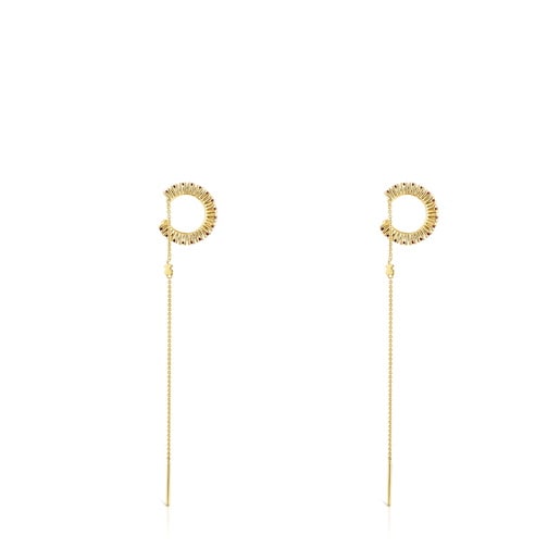 Pendientes earcuff con baño de oro 18 kt sobre plata y rodolitas TOUS Straight