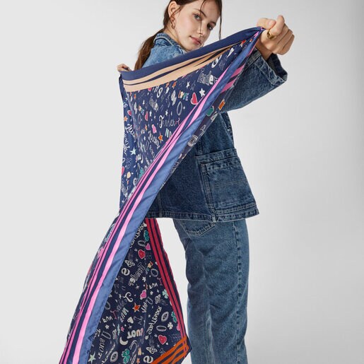 Квадратный темно-синий шарф TOUS Samba