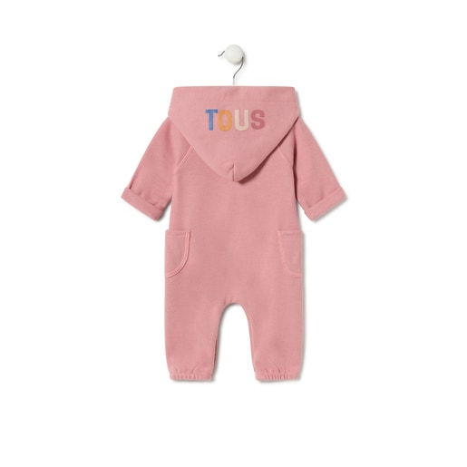 Baby jumpsuit with hood in Icon pink