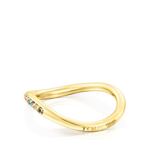 Anello con placcatura in oro 18 kt su argento e gemme TOUS Vibrant Colors