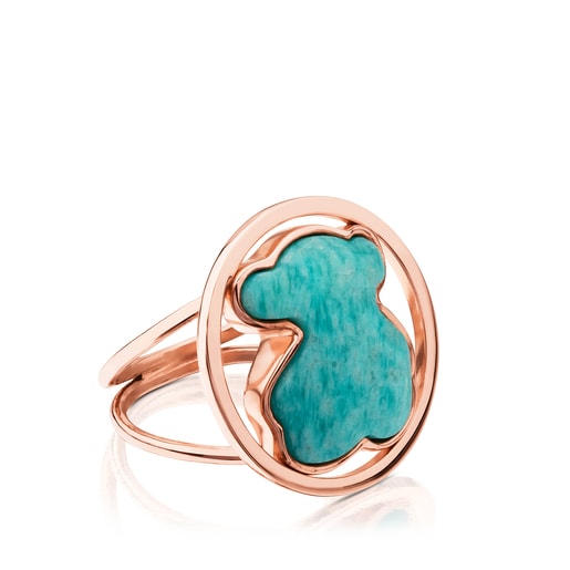 Bague Camille en Argent Vermeil rose avec Amazonite