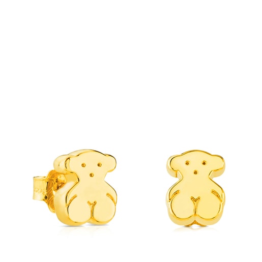 Gold Sweet Dolls Earrings Bear motif. Push back.