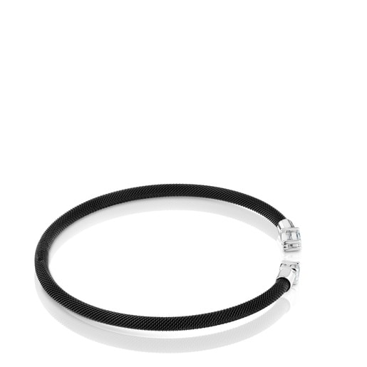 Platinum, black steel and lab-grown diamonds Bangle TOUS Mesh LGD