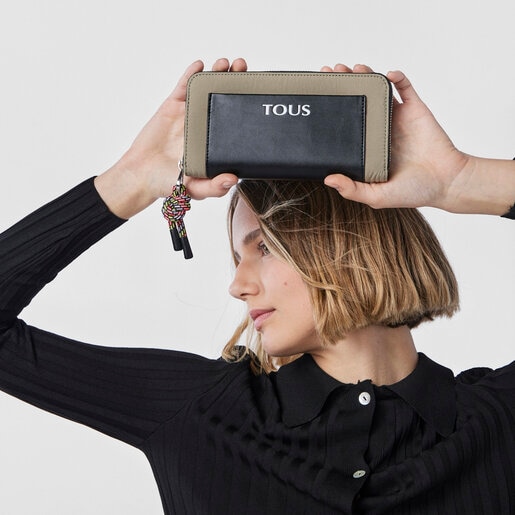 カーキカラーのミディアムウォレット TOUS Empire Cotton