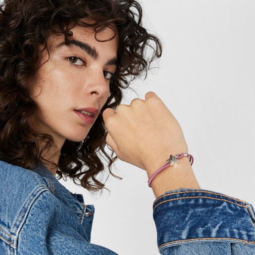 צמיד אלסטי Sweet Dolls בצבע בורגונדי בשילוב כוכב כסף