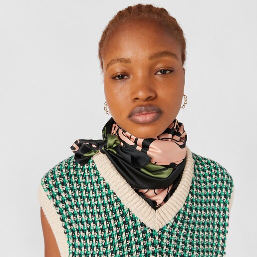 Foulard TOUS Kaos Mini Patchwork en polyester noir