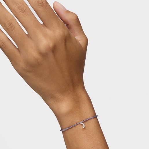 Pulsera elástica con iolitas y luna de plata TOUS Motivos