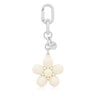 Beige Key ring Puffed Daisy Flower