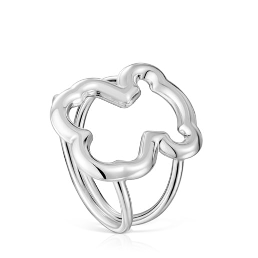 Anillo de plata motivo silueta oso  New Carrusel