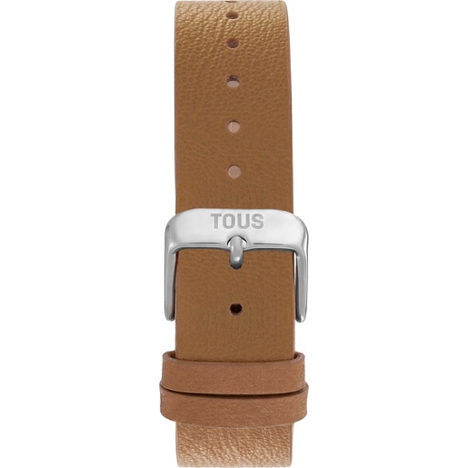 Analog Watch with brown leather and steel bracelet TOUS KARAT EMERALD MINI