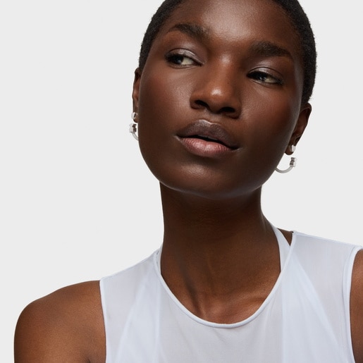 Aretes aro de plata y motivos Icon Mesh