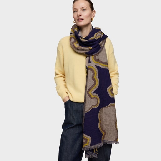 Bufanda azul marino y topo TOUS Bear Waves