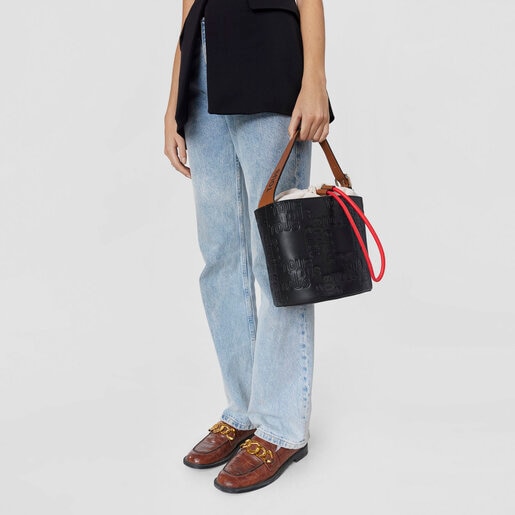 ブラック＆ブラウンのバケツバッグ TOUS Nanda