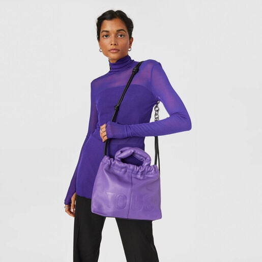 Medium lilac-colored leather TOUS Cloud One-shoulder bag