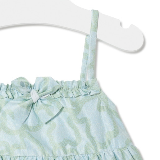 Girls sleeveless shoulder strap dress in Kaos green