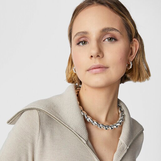 XL silver Twisted Necklace