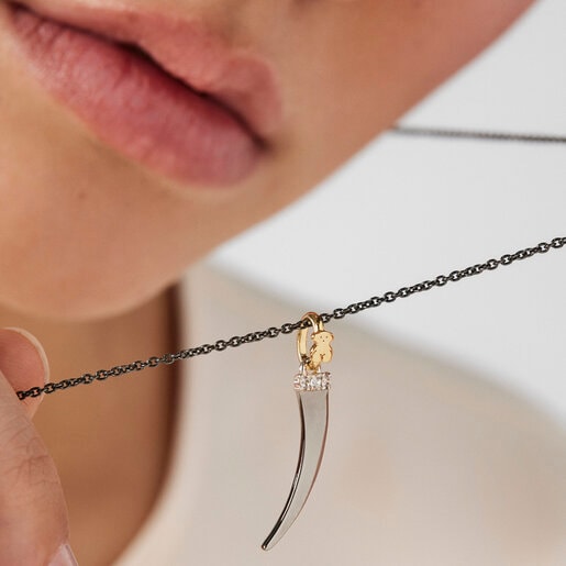 תליון גוד וייבס קרן כסף מושחר וורמייל