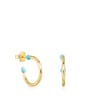 Pendientes aro pequeños Batala con baño de oro 18 kt sobre plata y Howlita
