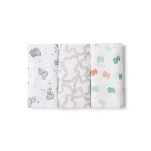 Pack of 3 muslins in MMuse multicolour