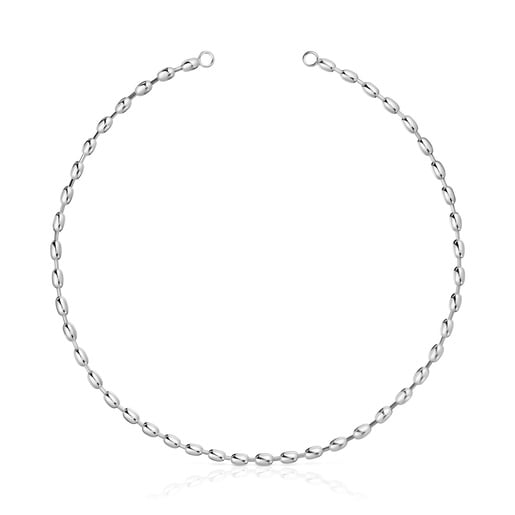 Stříbrný Obojkový náhrdelník Hold Oval o délce 42 cm s motivy kuliček