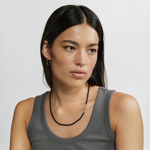 cm Necklace with 18kt gold plating over silver and onyx TOUS MANIFESTO